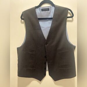 Tommy Hilfiger Mens Gray Pinstripe Pattern Vest Size Large Fabric 100% Wool NWOT